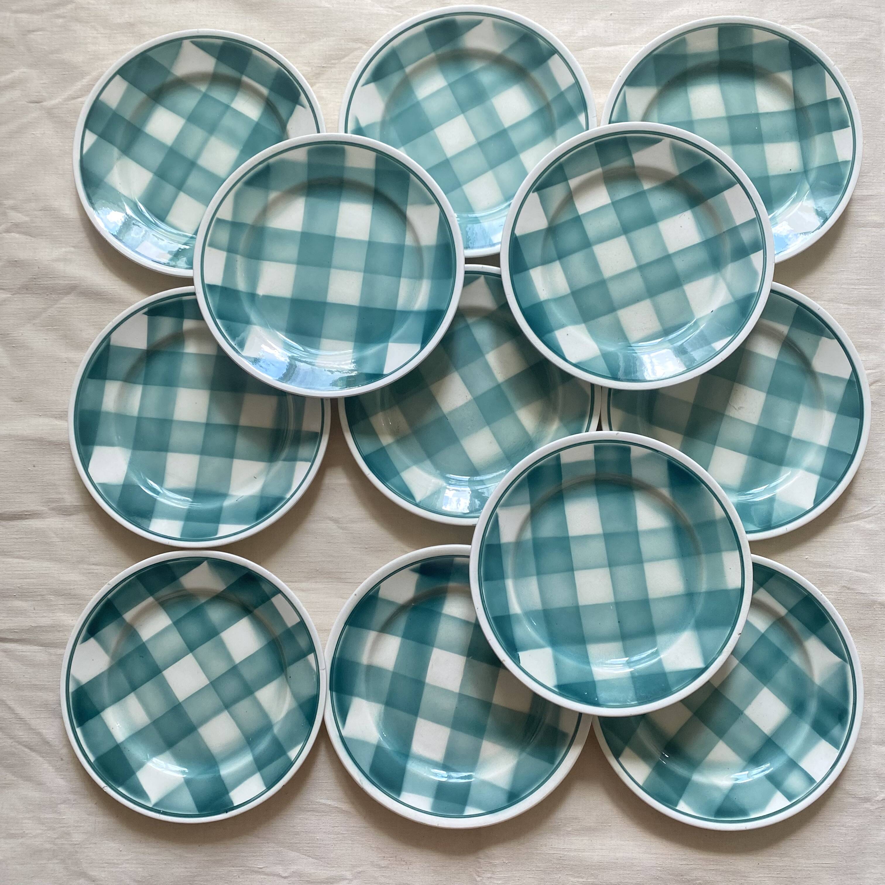 Vichy dessert plates and dish, 50s-60s