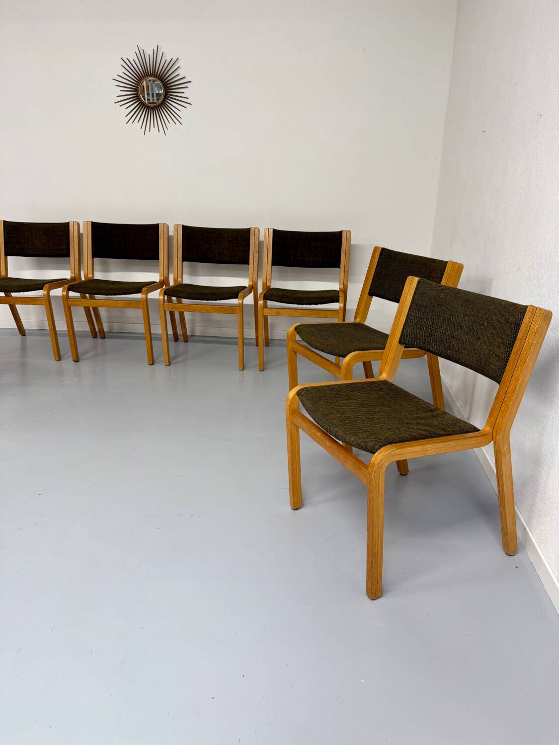 Set of 8 Thygesen and Sorensen / Magnus Olesen designer chairs from the 70s