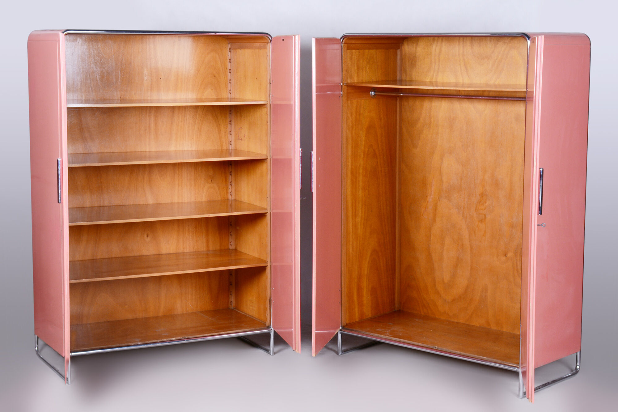 Restored Bauhaus Pair of Wardrobes, H. J. Hagemann, Thonet, Germany, 1930s