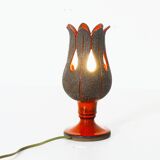 Handmade red ceramic table lamp, Sweden, 1970s