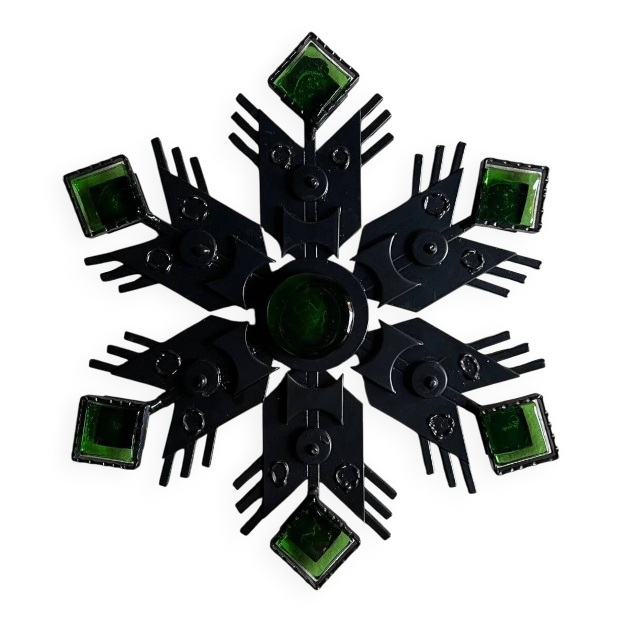 Dantoft black metal art glass wall decor | Denmark | 1960s