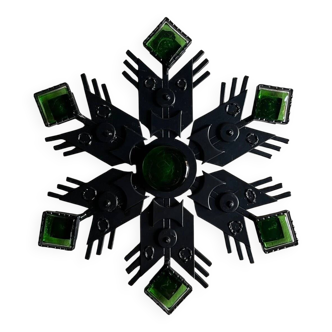 Dantoft black metal art glass wall decor | Denmark | 1960s