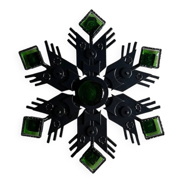 Dantoft black metal art glass wall decor | Denmark | 1960s