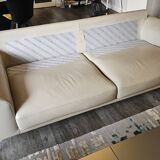 Roche Bobois grey leather 3-seater sofa