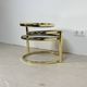 Vintage Hollywood Regency Swivel Cascade Coffee Table with Black Glass