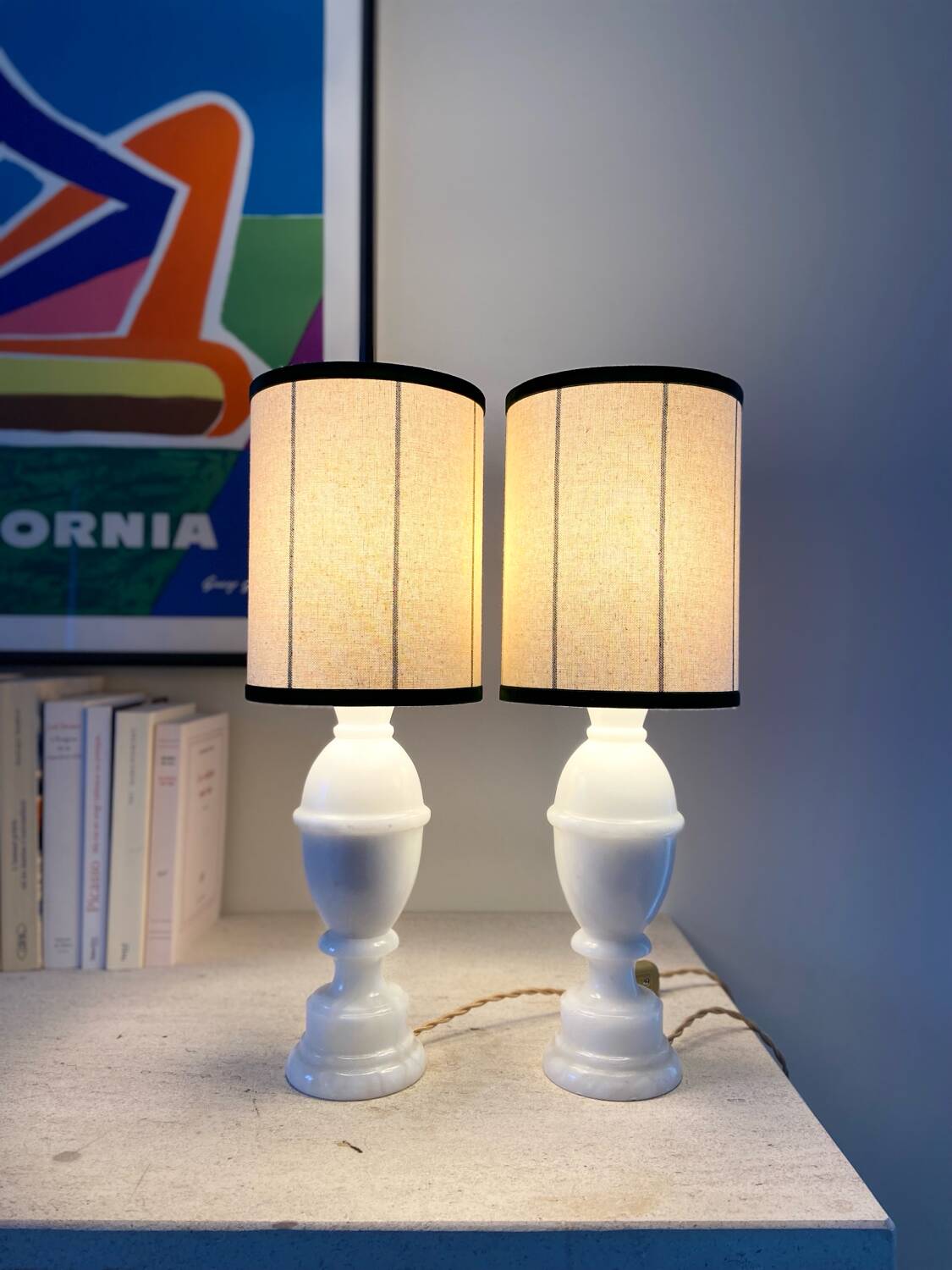 Pair of marble "Duck" bedside lamps - 1970.