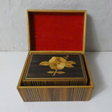 Old trundle boxes in straw marquetry