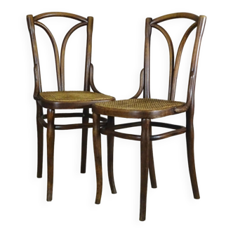 Set of 2 Kohn cane bistro chairs, 1895