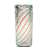 Ribbed Murano glass vase with half filigree decoration