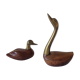 Duck and swan in brass and wood