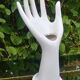 Hand baguier/jewelry holder in vintage white ceramic signed JMR