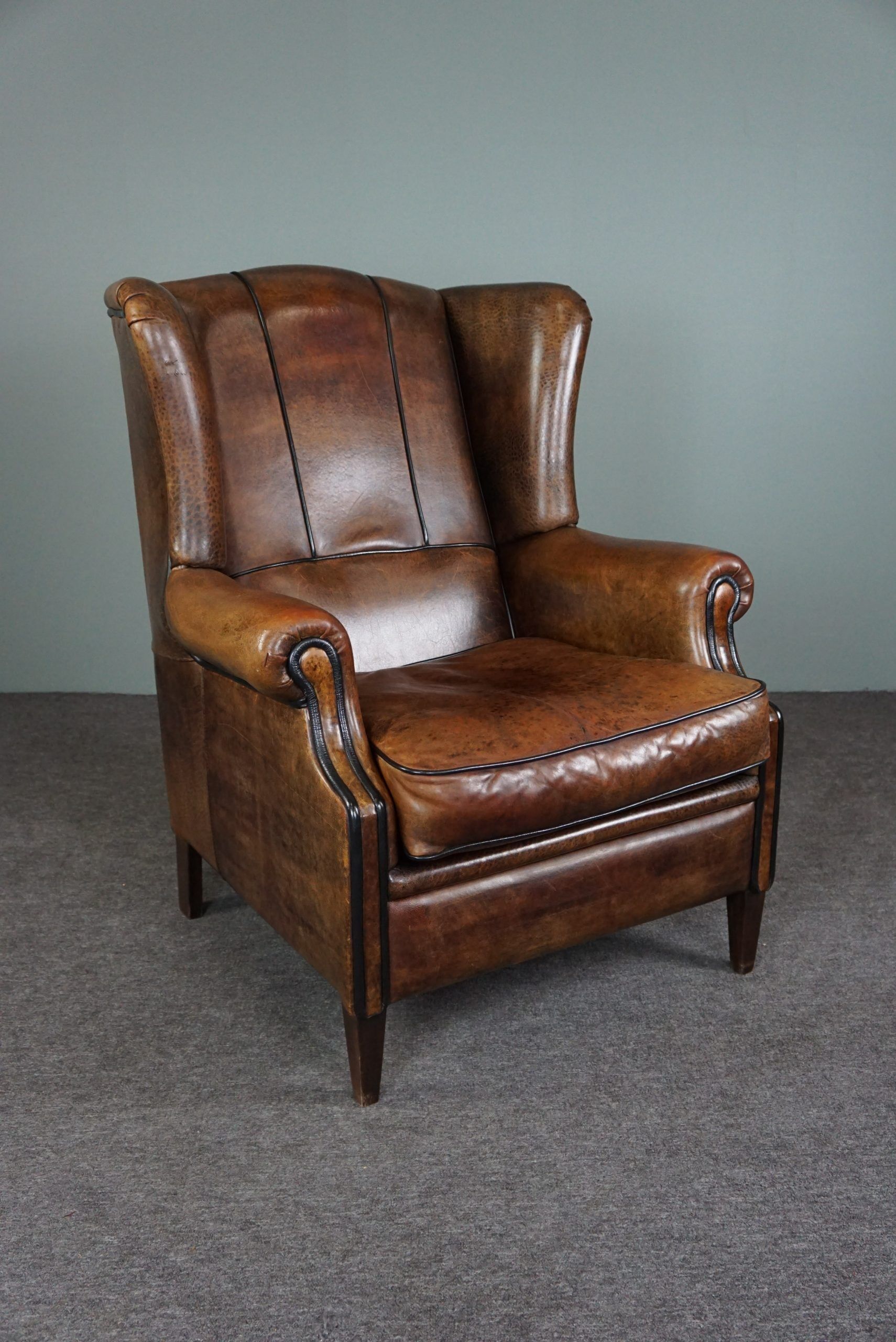 Brown sheepskin armchair