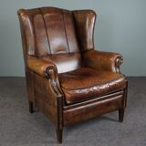 Brown sheepskin armchair