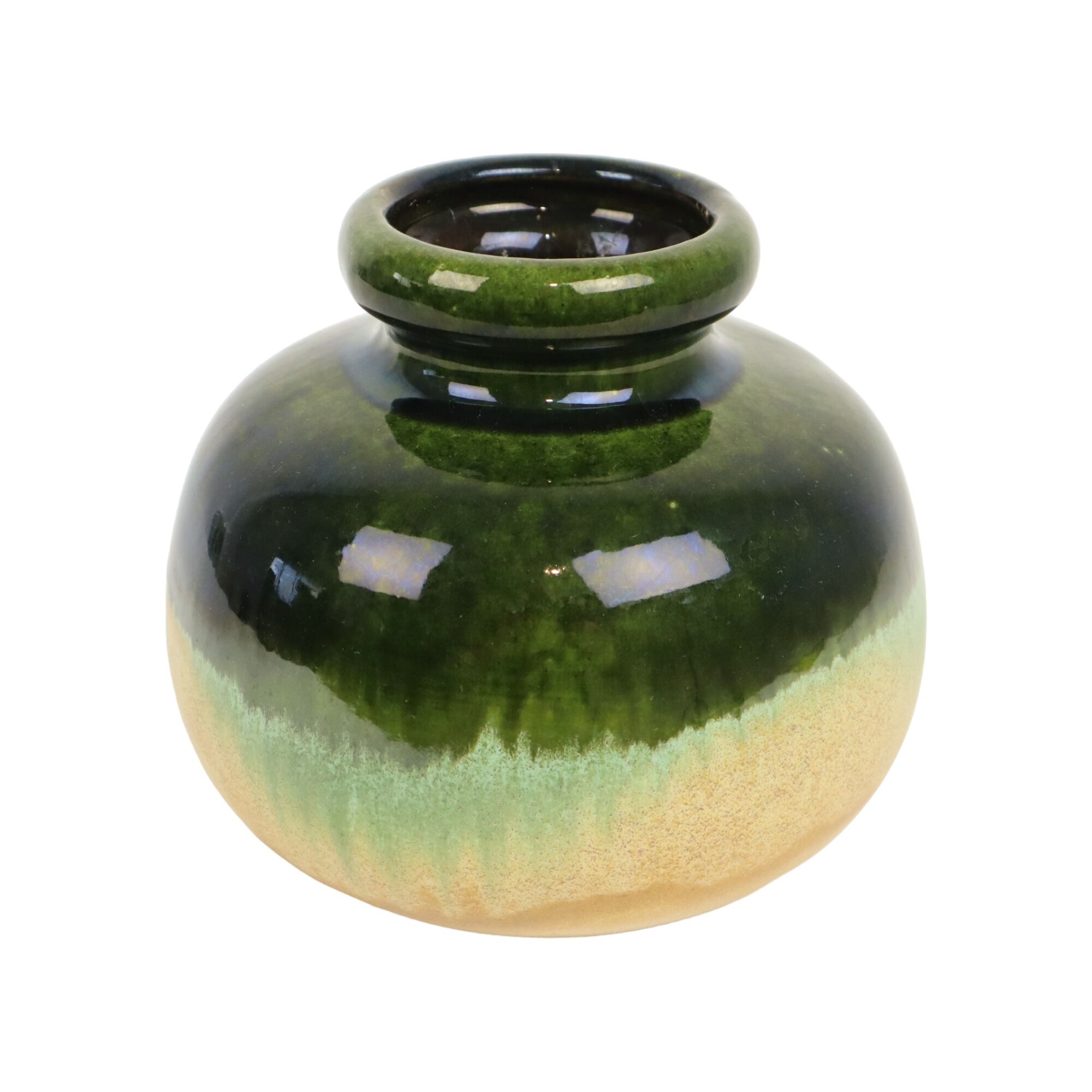 Green beige convex vase scheurich ceramics west germany 284-15