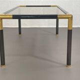 Gunmetal gold metal and smoked glass coffee table from the 70s