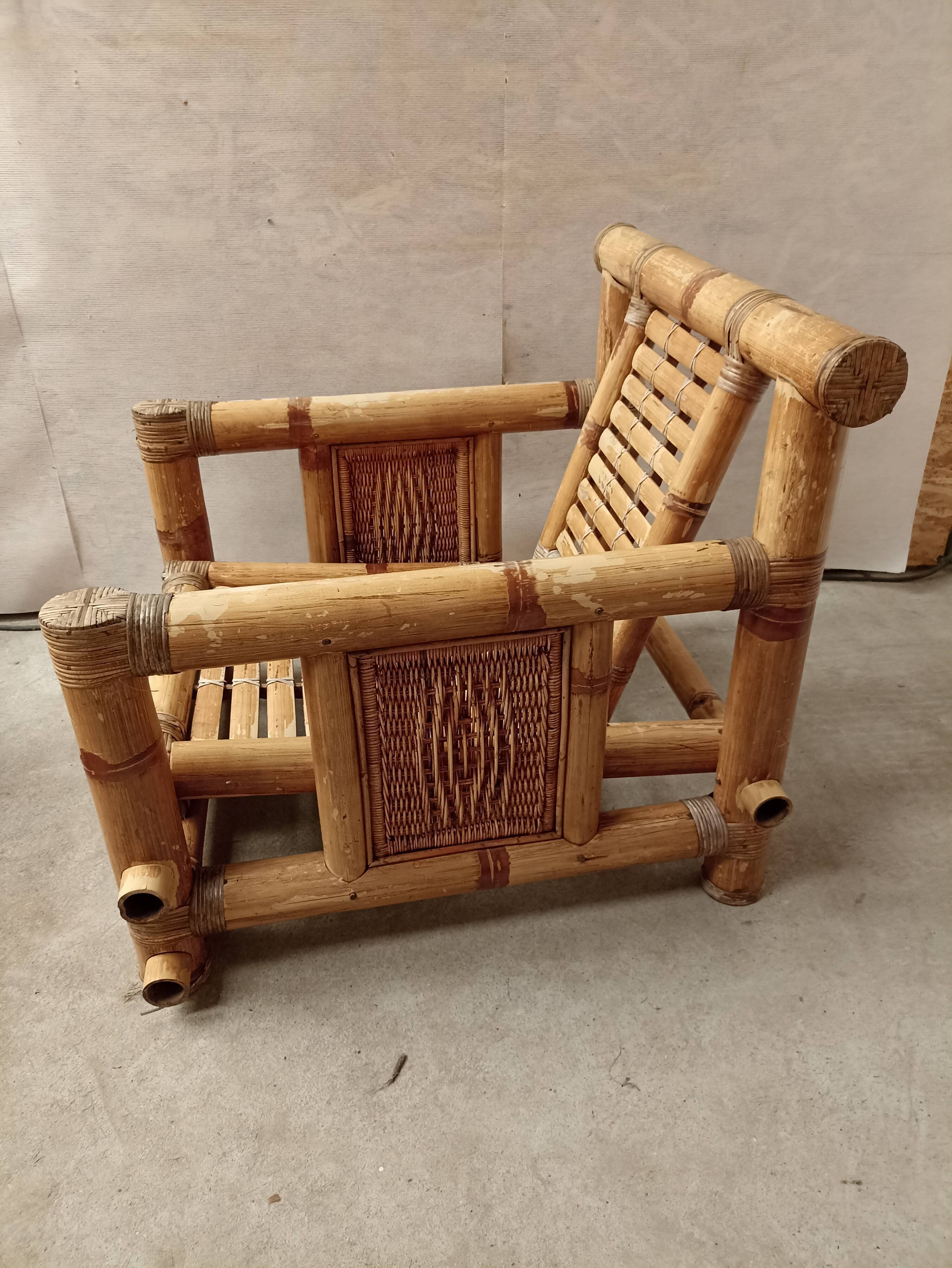 Cube bamboo armchair