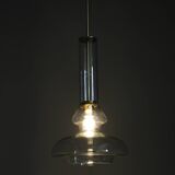 Mid-century Czech glass pendant light brass finish 1970s modern rewired