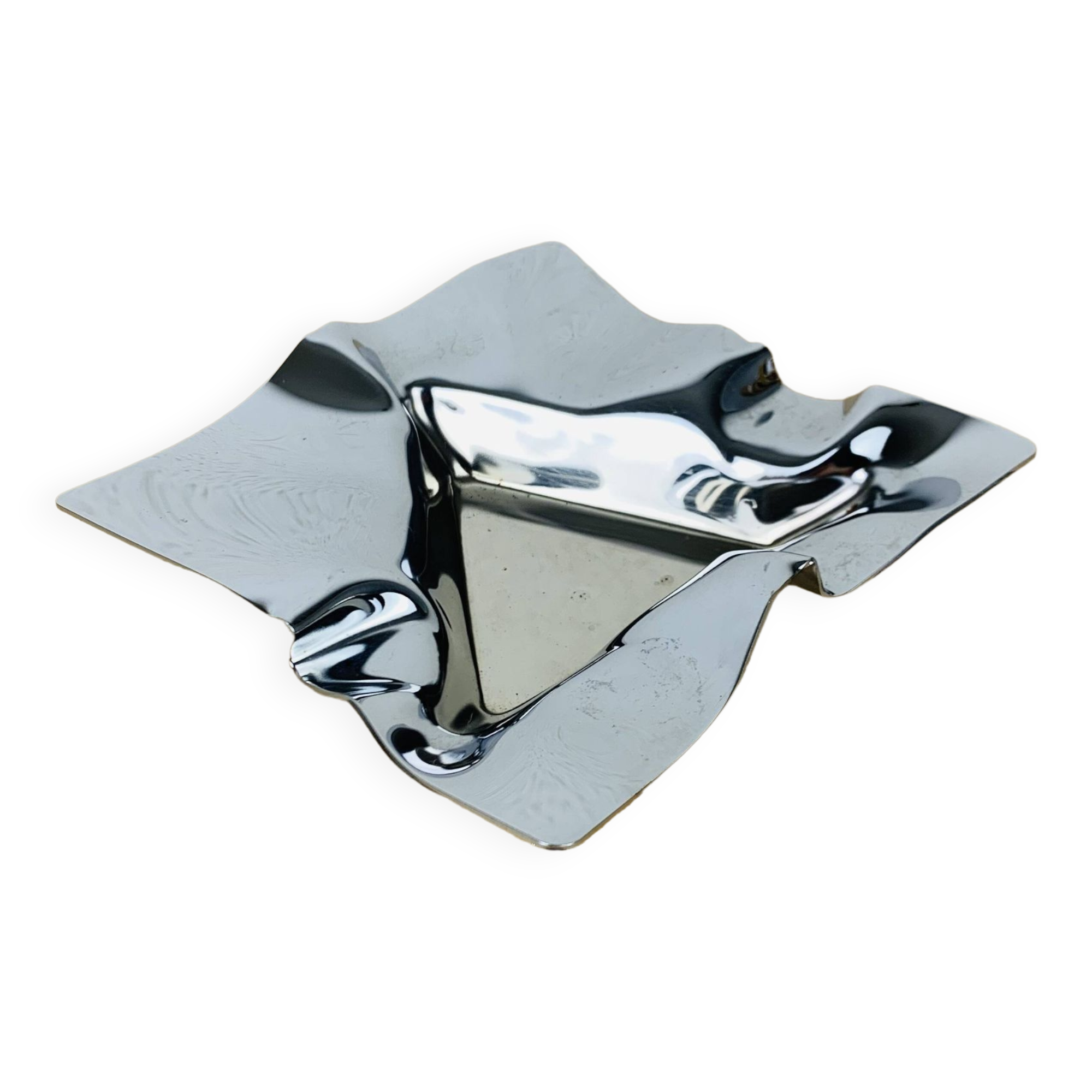 Chromed stainless steel designer ashtray