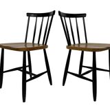 Vintage set of four -bar chair made of black lacquered wood - 1960s
