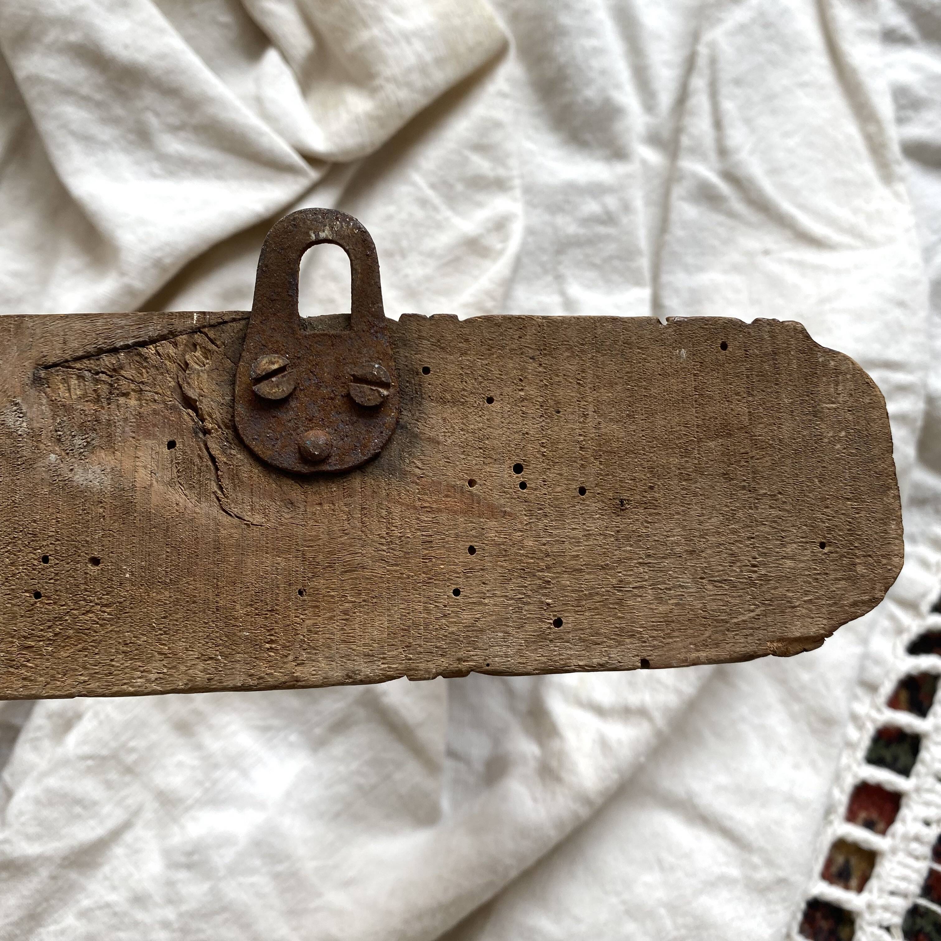 Antique turned wood wall coat rack