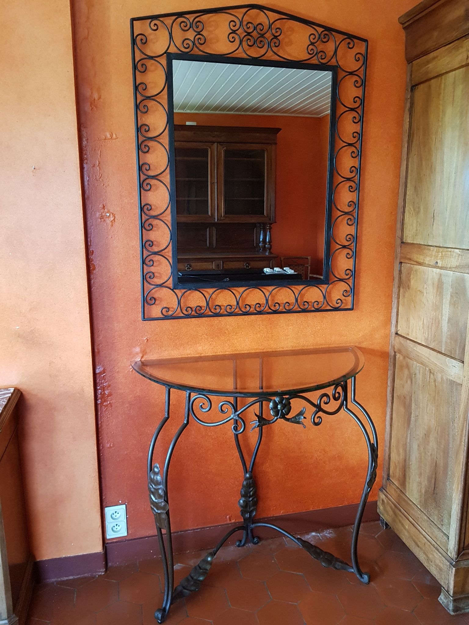 Wrought iron console half moon