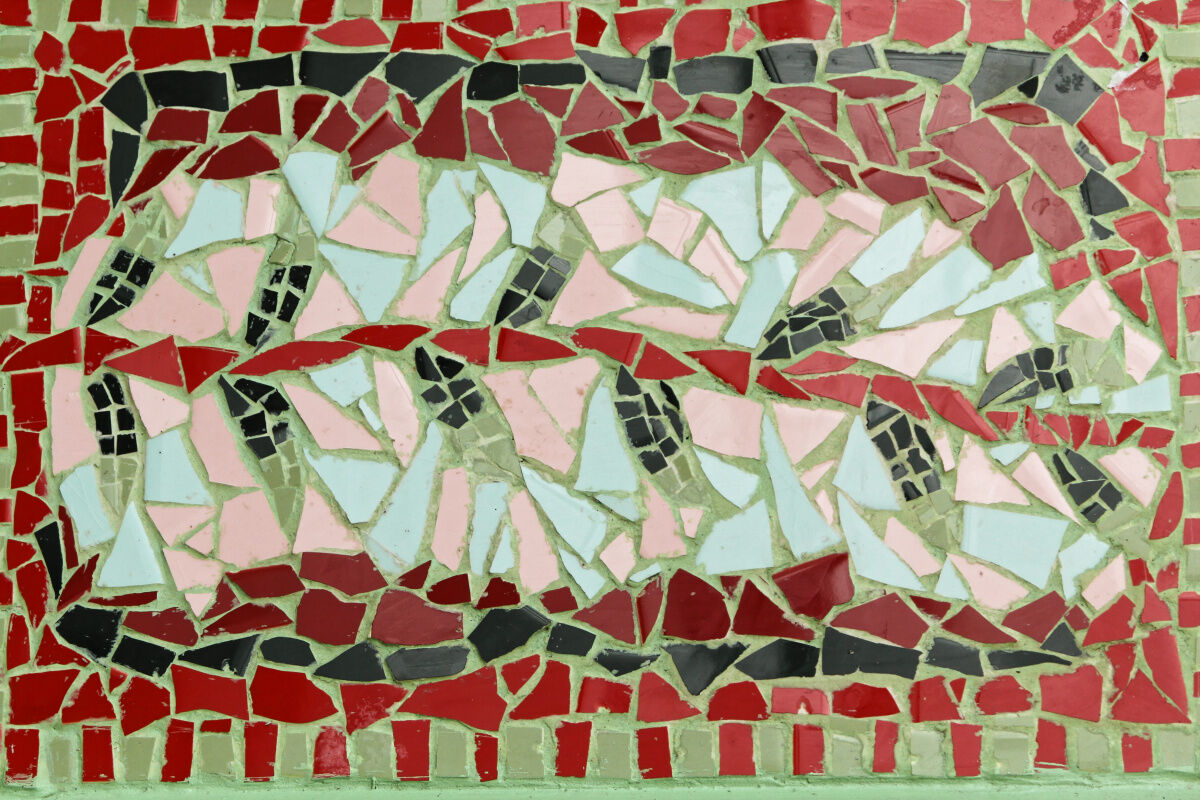 Wooden top and vintage mosaic
