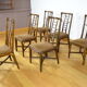 Série de 6 chaises en bambou & tissu 1980