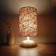 vintage light wood lamp, flower power lampshade