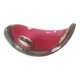Val St-Lambert crystal pocket emptier design. In ruby red crystal. With label. Dim 17.5 x 13.5 xm