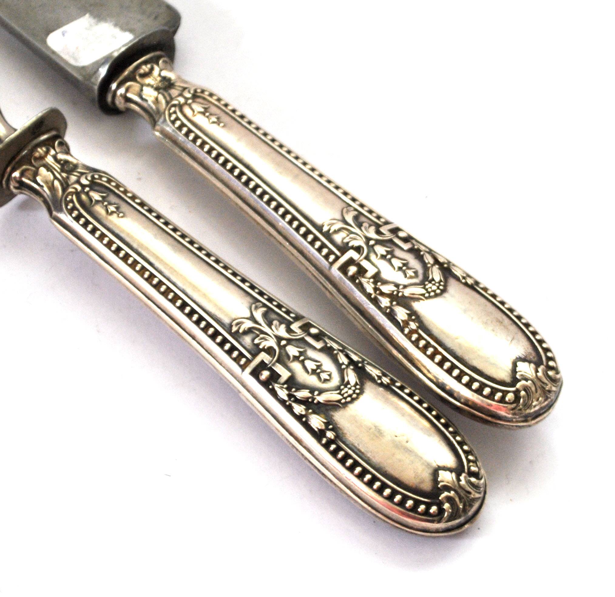 Empire Silver Carving Knife and Fork Set Brush&Cie