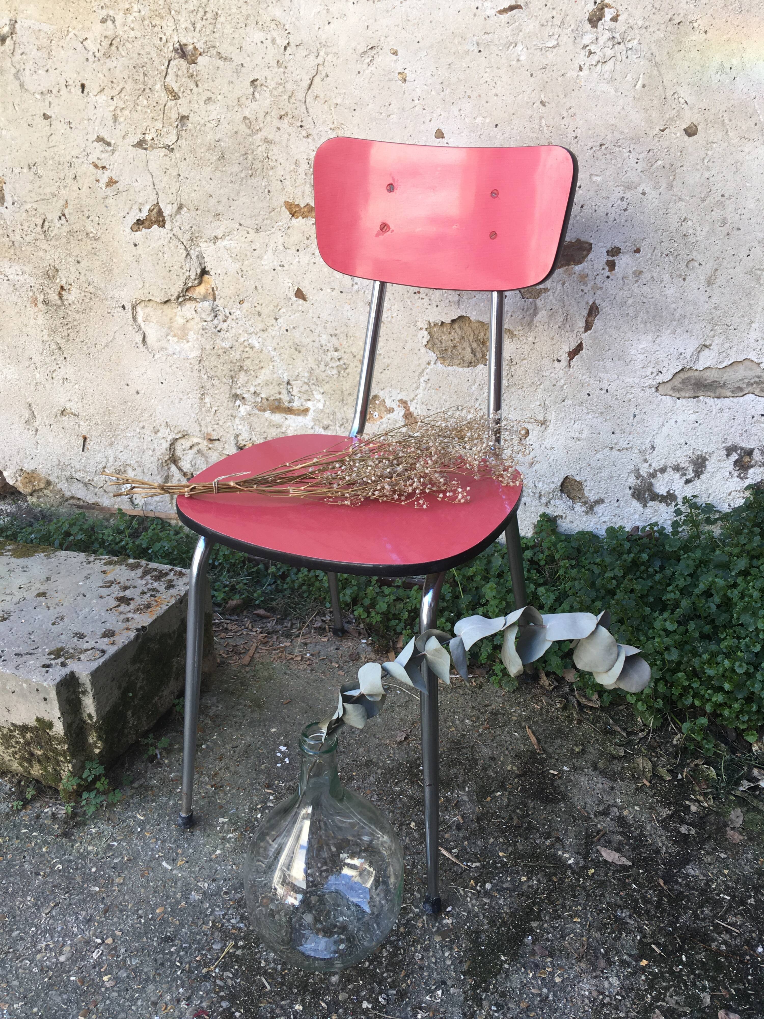50s red-red formica Roc chair