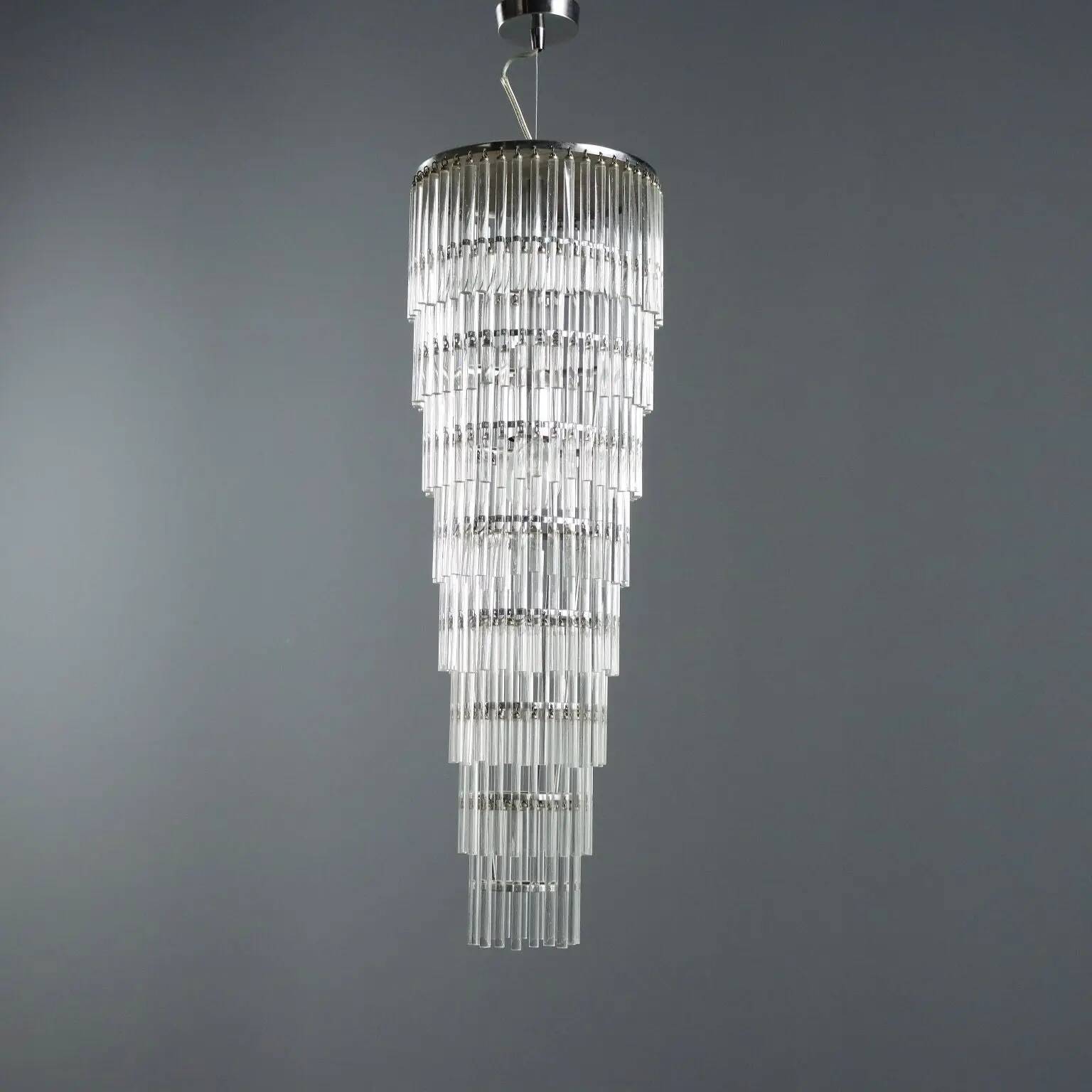 Vintage transparent glass pendant, Italian design, 1990s.