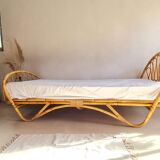Vintage rattan and wicker bed