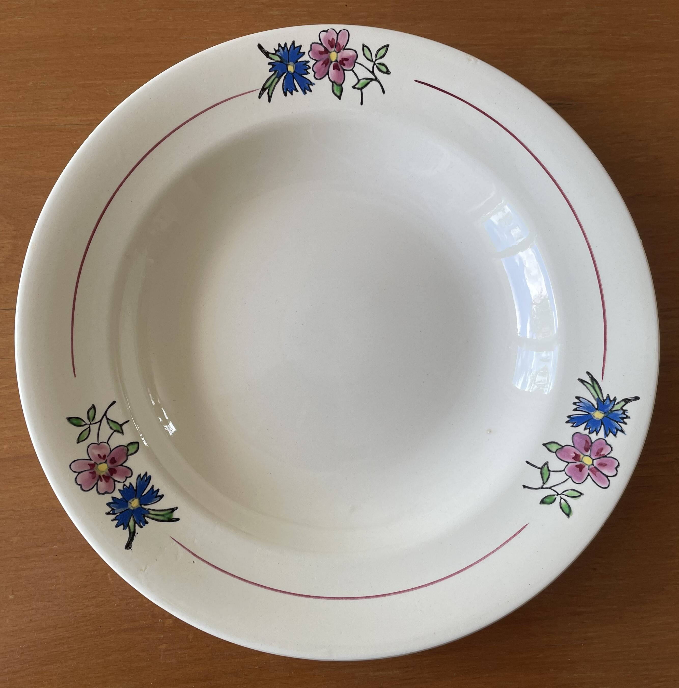 6 old earthenware soup plates from Salins-lès-Bains (Jura)