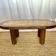 Ceramic and solid wood herbarium coffee table, signed