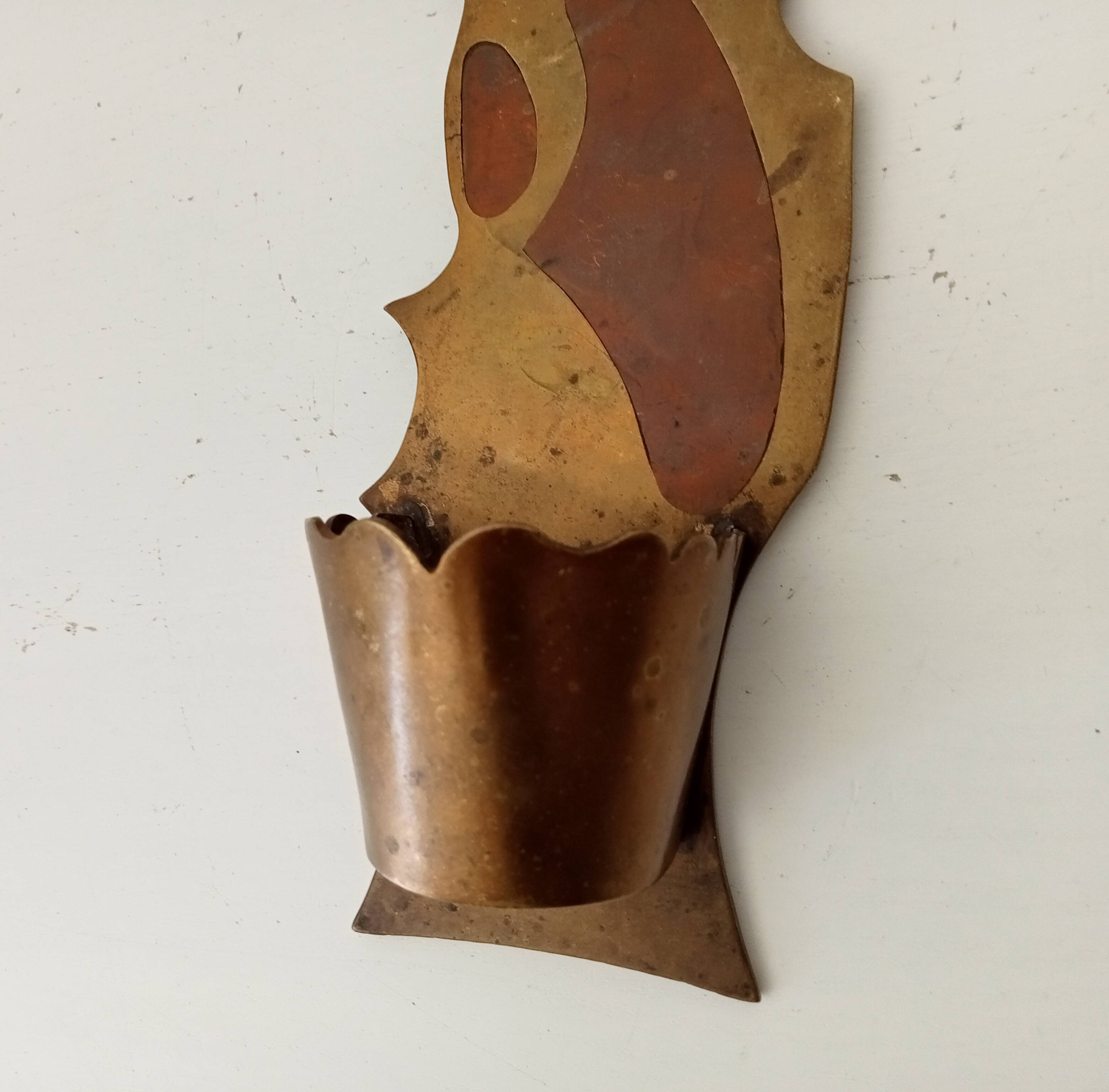 Vintage solid brass gold wall candle holder