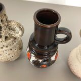 Set of three 1970s pottery fat lava "vienna" vases made by Scheurich, Germany