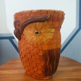 Vintage wall basket, wicker owl and bamboo