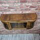 Upcycled Art Deco Walnut Wall Cabinet with Engraved and Slatted Glass - 193