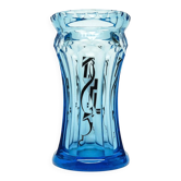Vase Art Déco, cristal bleu, conçu par K. Palda, Tchécoslovaquie, années 1930