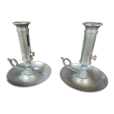 Pair of hand candle holders with pusher