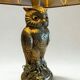 Vintage owl lamp in gold metal – Deknudt – Hollywood Regency style