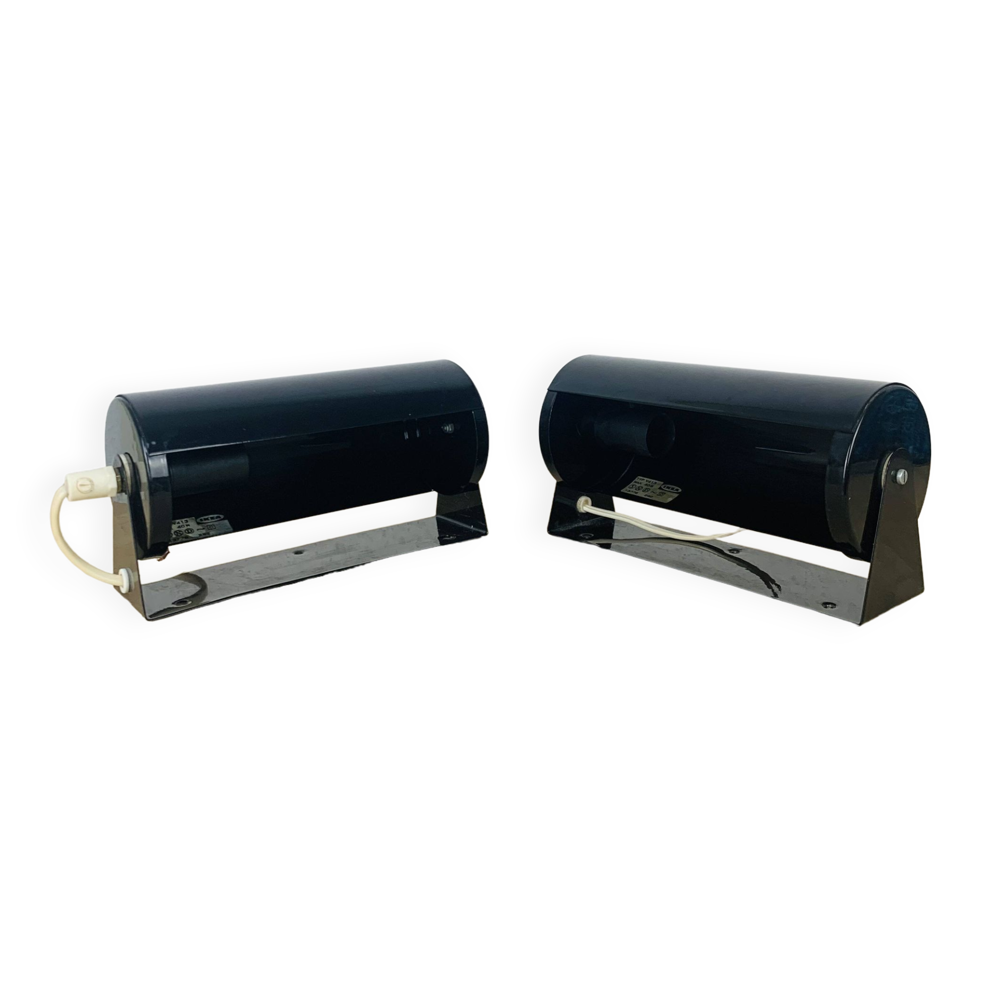 Pair of vintage black Ikea V413 roller wall lights