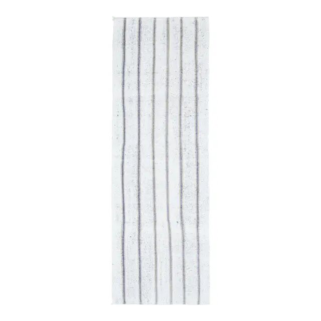 Vintage Turkish Hand-Knotted Wool Cotton White Kilim Runner Rug 76x239