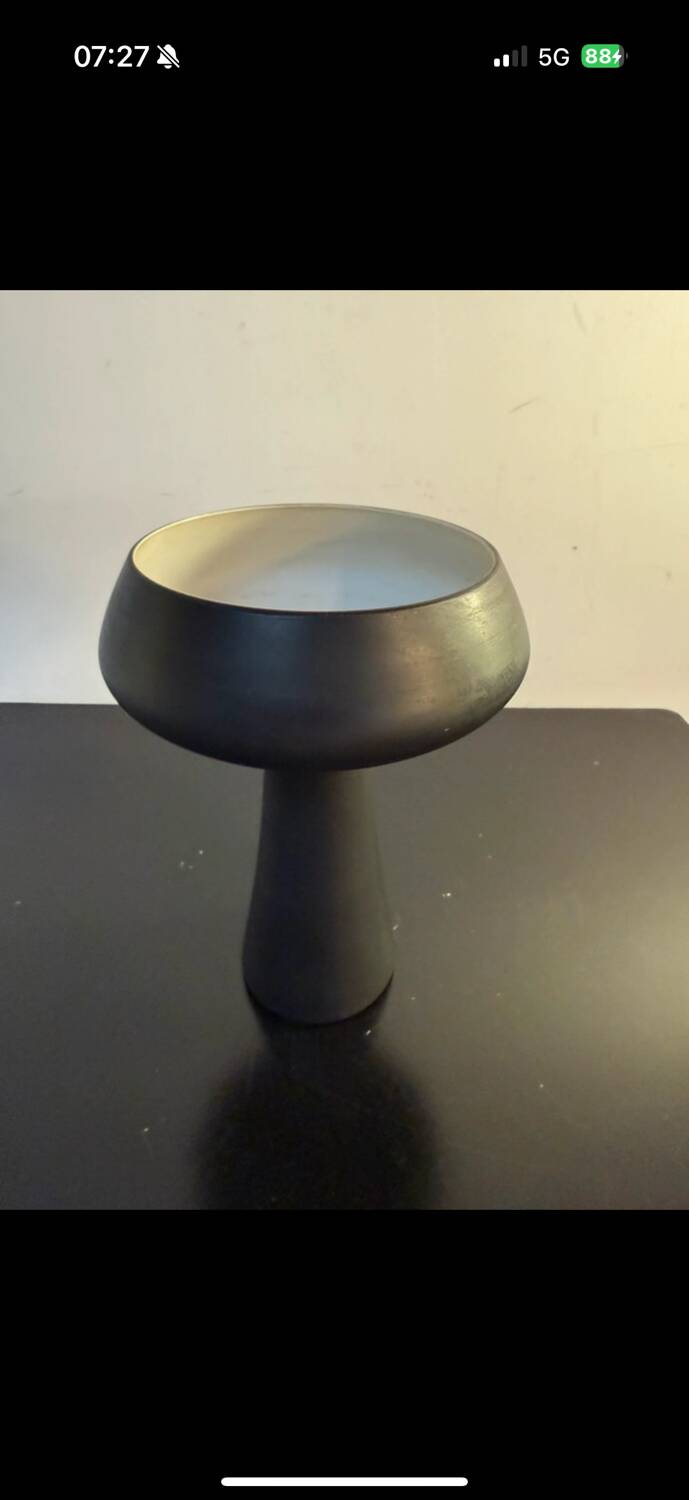 Moretti Italia Murano black lacquered metal footed bowl - vintage design