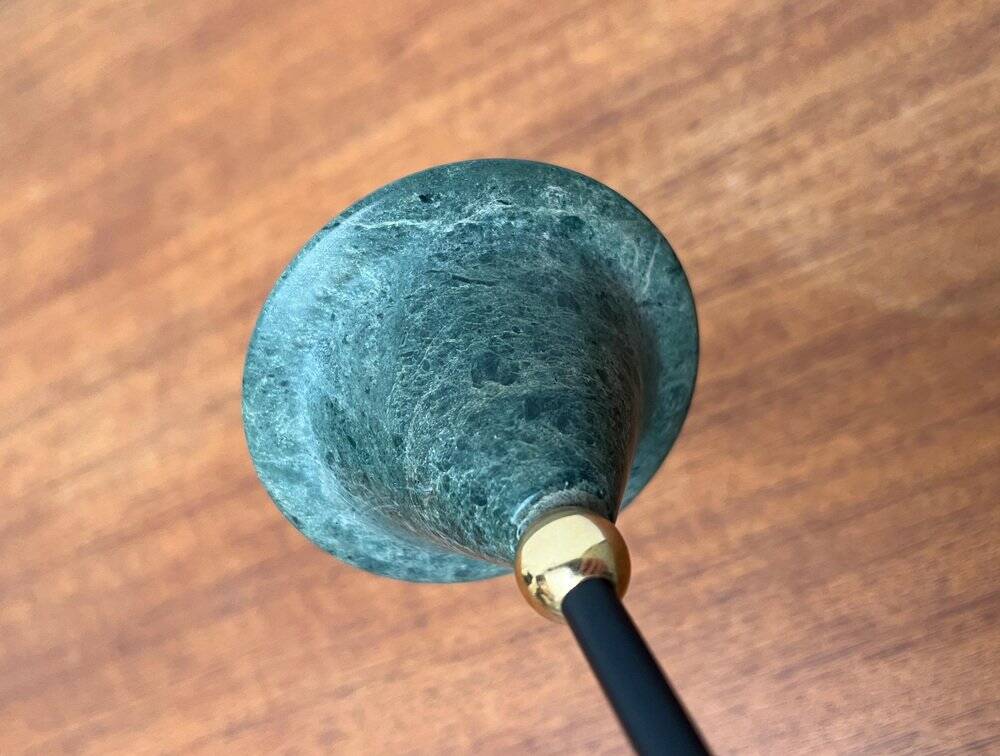 Postmodern Italian candlestick in metal and stone, 1980s.