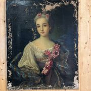Portrait of a woman with a bouquet, 19th century.
