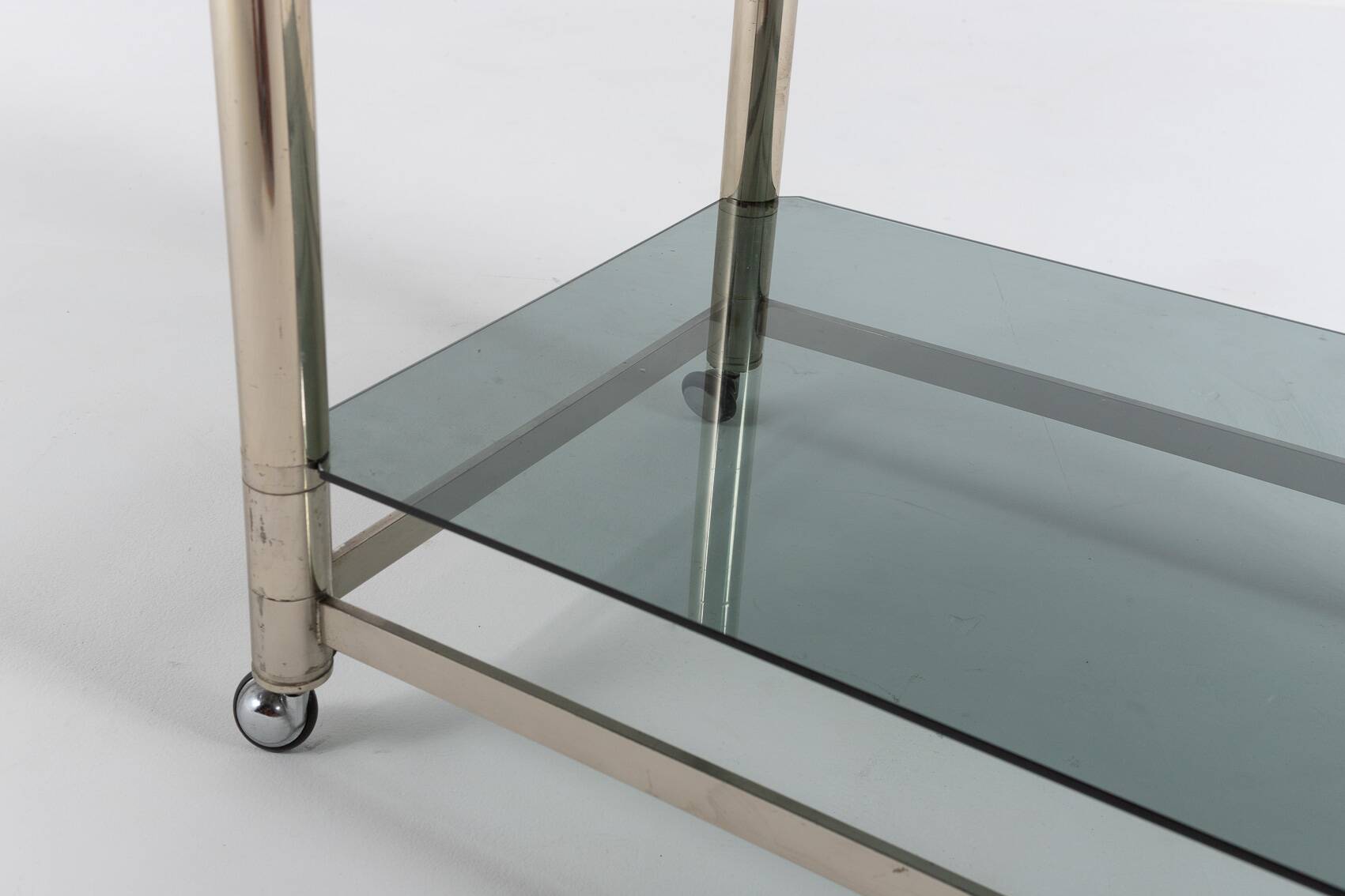 Italian modern chromed steel serving cart/side table, 1970’s