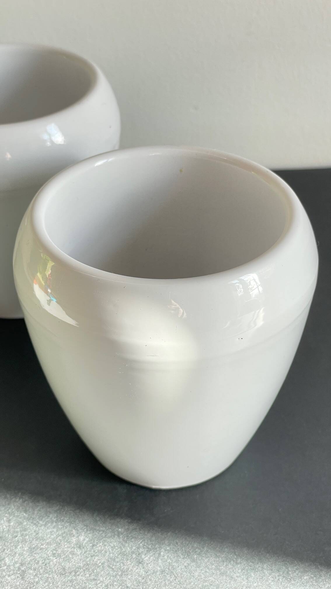 Pair of White Ceramic Candle Holders