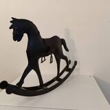 Black metal rocking horse decoration
